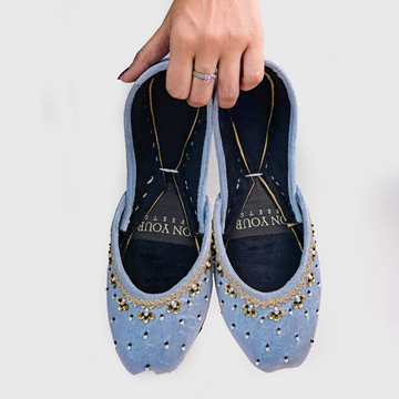 Handcrafted Velvet Embellished Khussa For Women